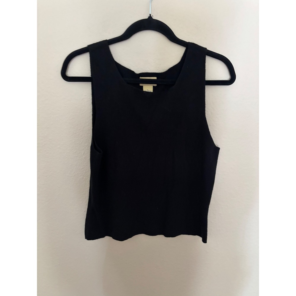 Limited America Black Knit Tank Top Sleeveless Scoop Neck Ribbed Size L A1164